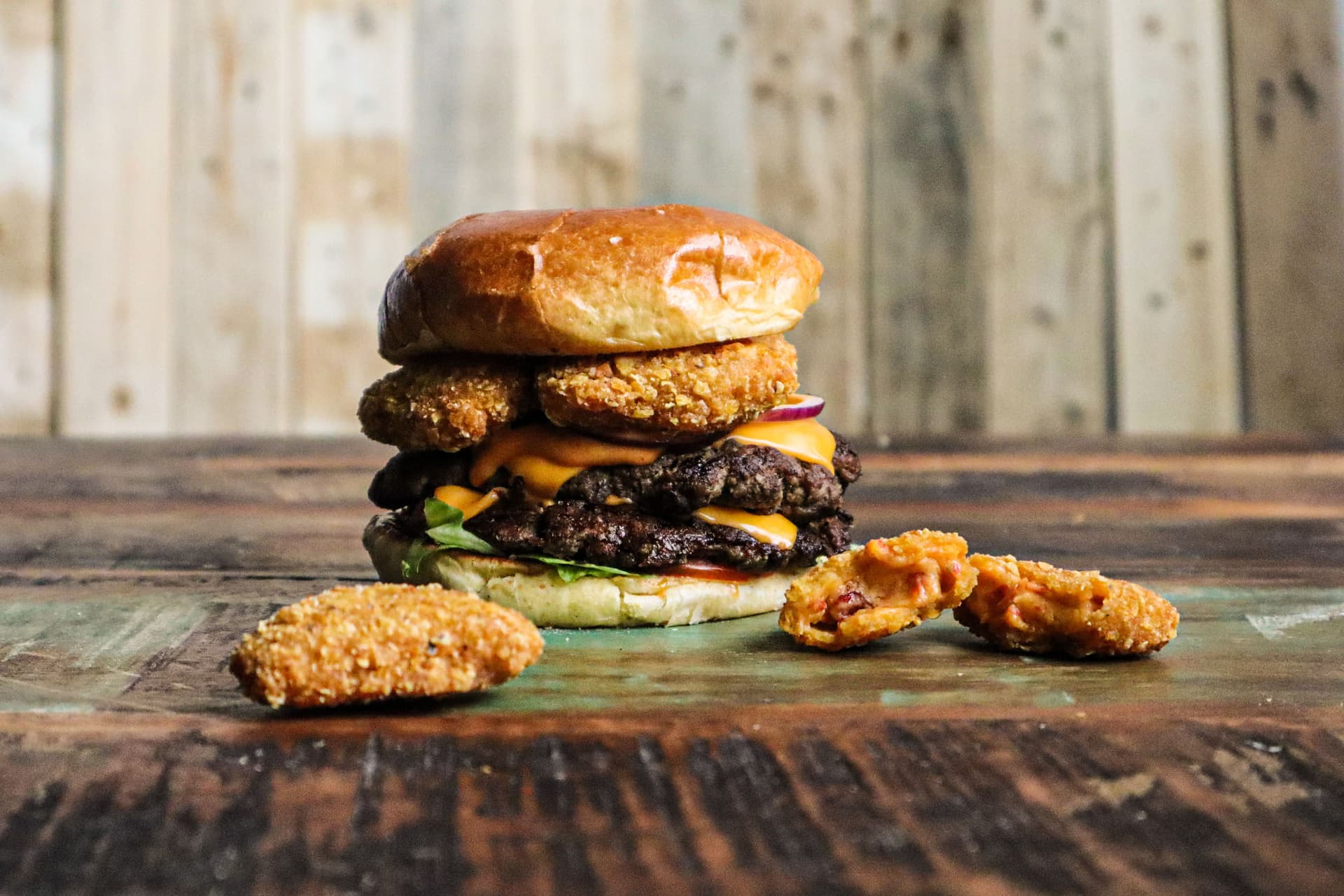 Nacho Cheese Triangle Smashed Burger